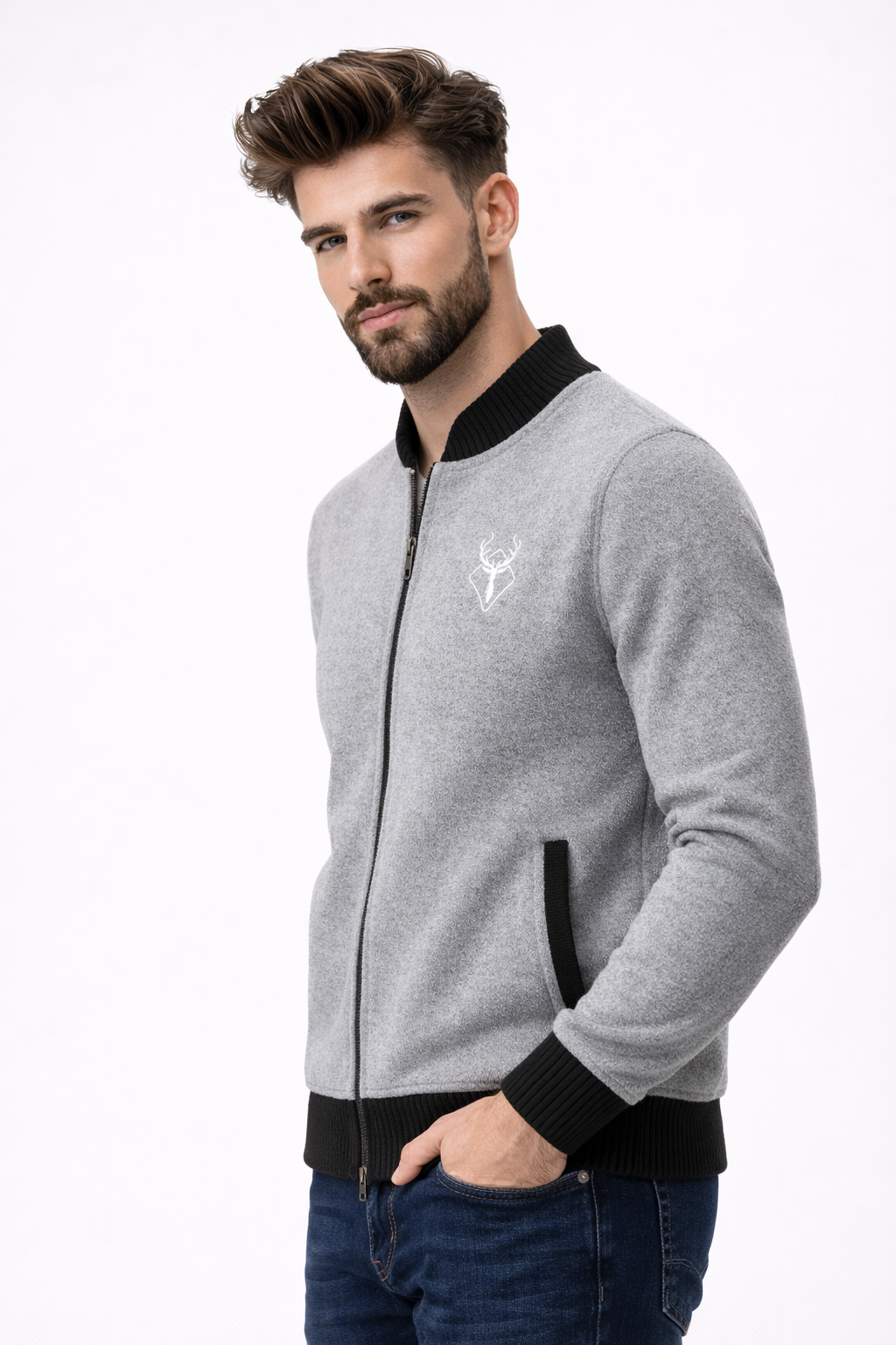 Cardigans pour hommes : Cardigan zippé homme en polyester doux - chaud, léger et confortable dans de Marche Lino