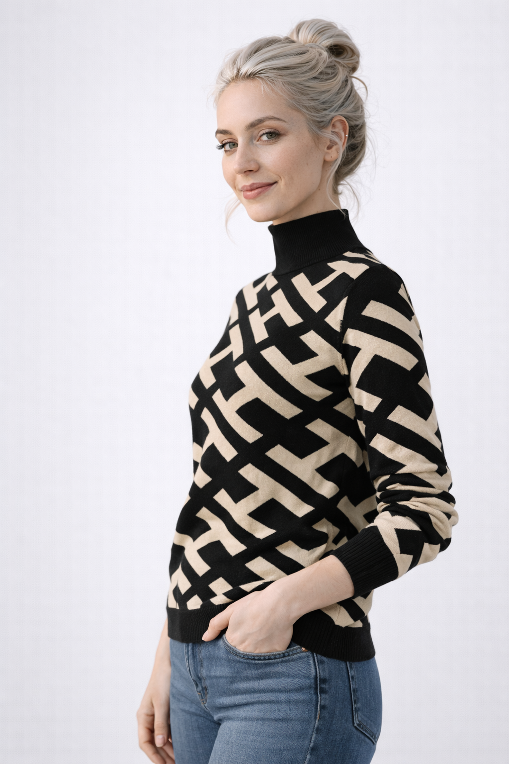 Pull Femme en Tricot Doux Denim Mode Féminine