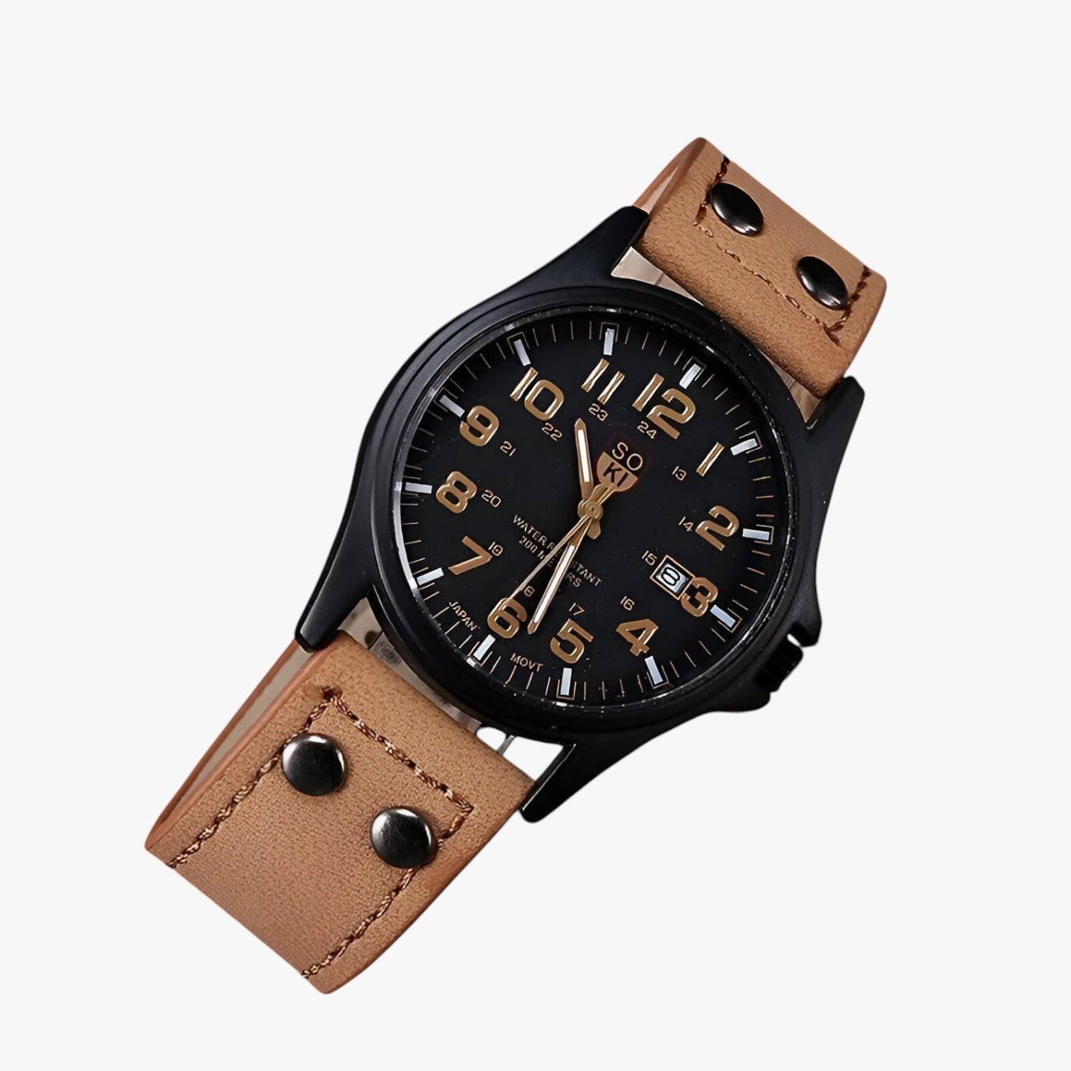 watches : Claudio | Eleganza au quotidien - Montre pour homme avec date et style sportif dans noir et blanc de Concept Odense