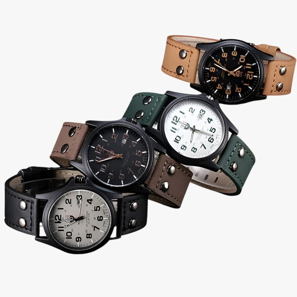watches : Claudio | Eleganza au quotidien - Montre pour homme avec date et style sportif dans noir de Concept Odense
