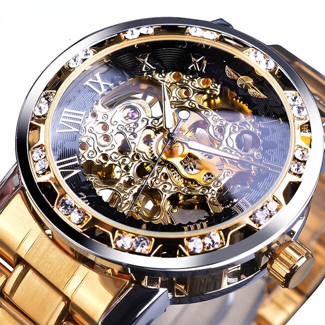 Montre Homme Acier Doré - Montre-bracelet Quartz Luxe avec Bracelet en Acier Réglable