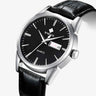 men's watch : Montre Homme Classique Élégante avec Bracelet en Cuir Véritable Marron, Boîtier Fin dans argent noir de Marche Lino