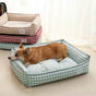 Lit pour chien Motif à carreaux beige - Lieu de repos douillet - 100% Coton
