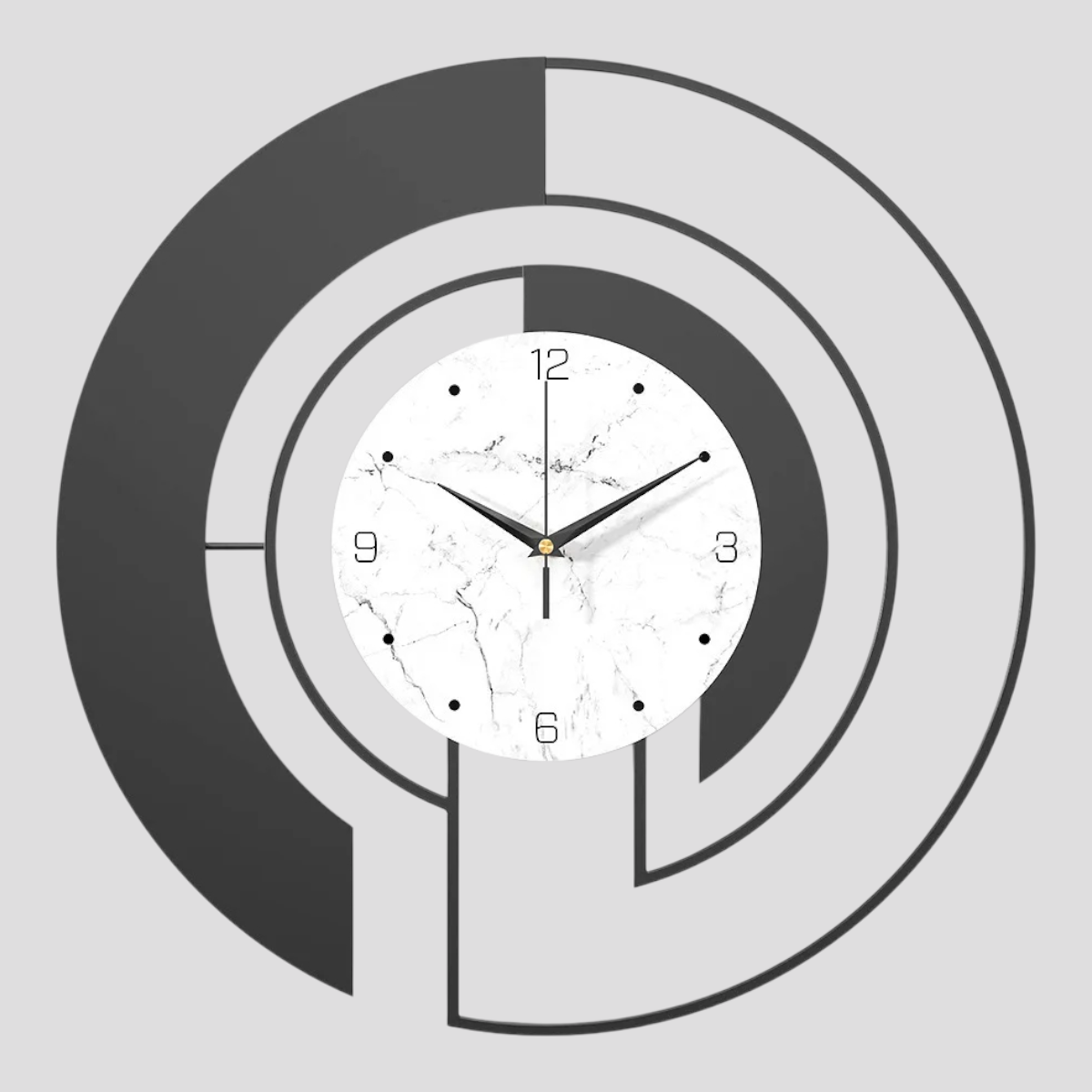 Horloge Murale Design Créative Noir et Doré Métal