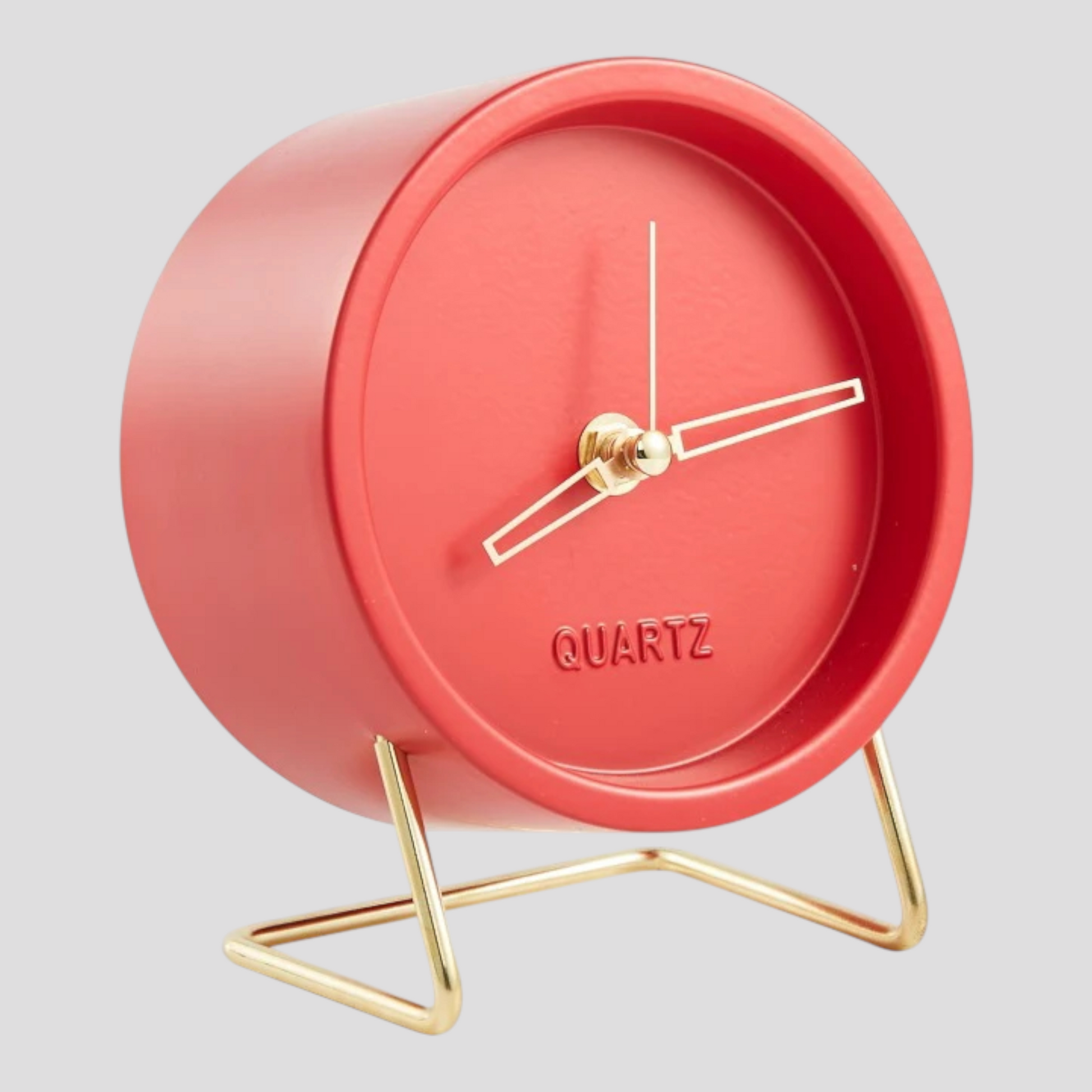 Horloge de Table Design Minimaliste Métal – Noire avec Pied Doré
