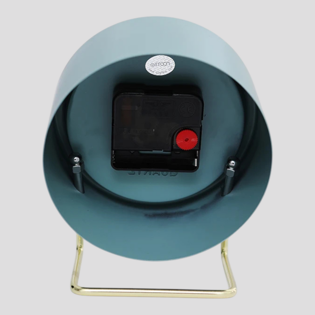 Horloge de Table Design Minimaliste Métal – Noire avec Pied Doré