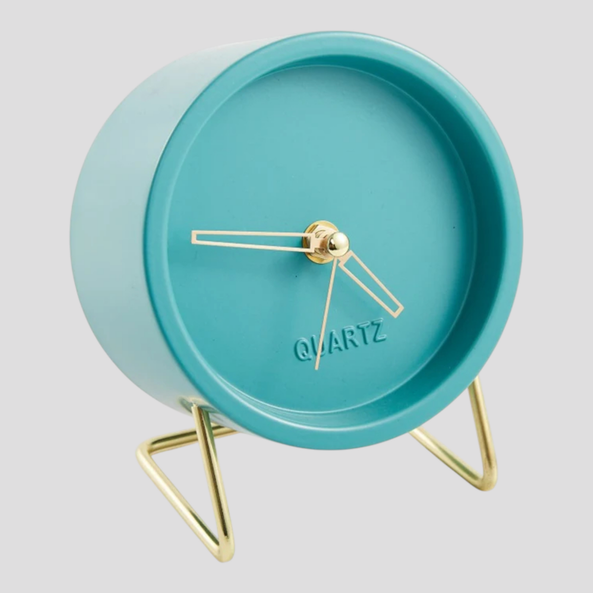 Horloge de Table Design Minimaliste Métal – Noire avec Pied Doré