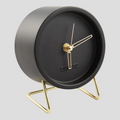 Horloge de Table Design Minimaliste Métal – Noire avec Pied Doré