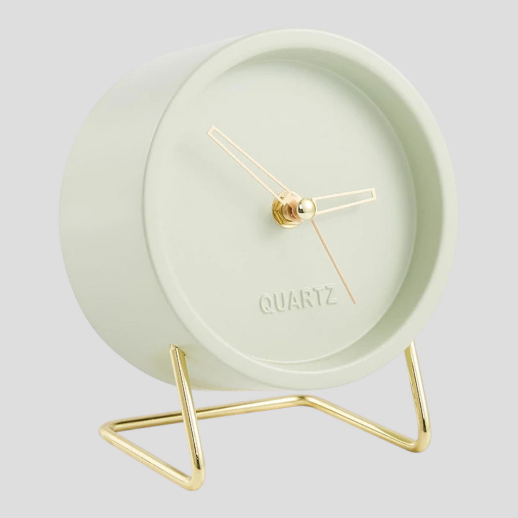 Horloge de Table Design Minimaliste Métal – Noire avec Pied Doré