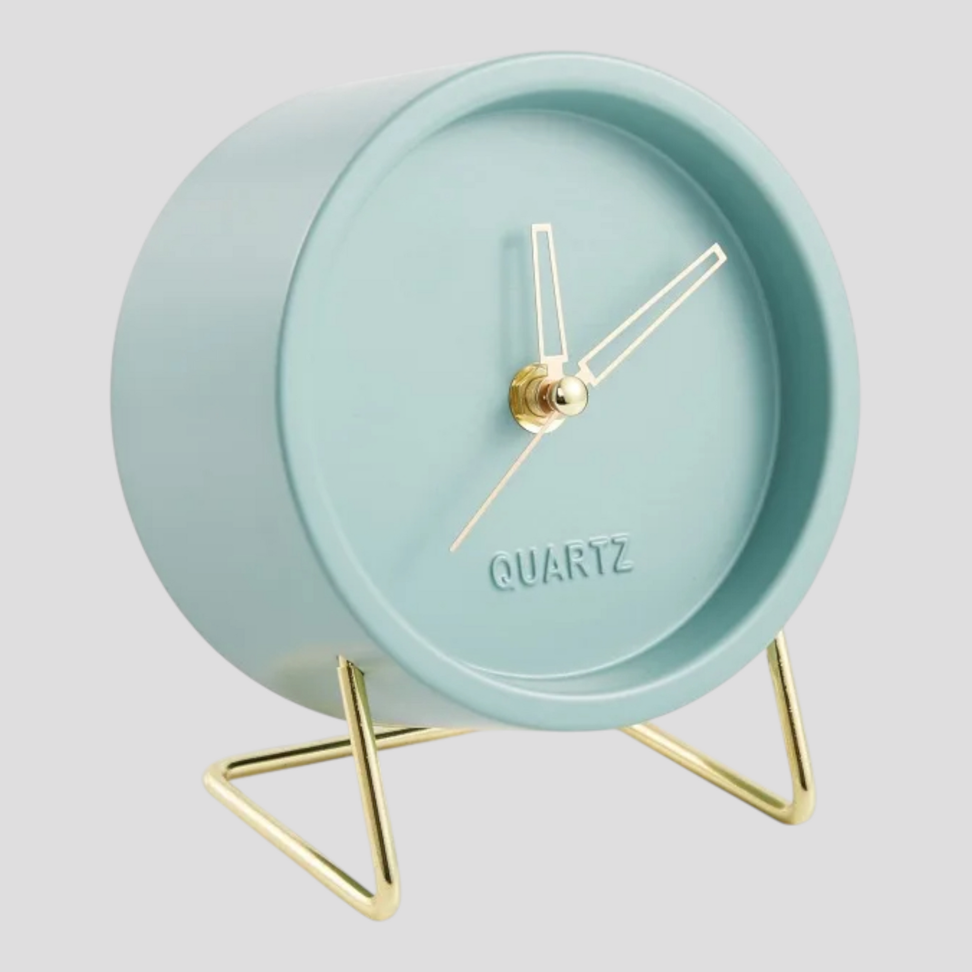 Horloge de Table Design Minimaliste Métal – Noire avec Pied Doré