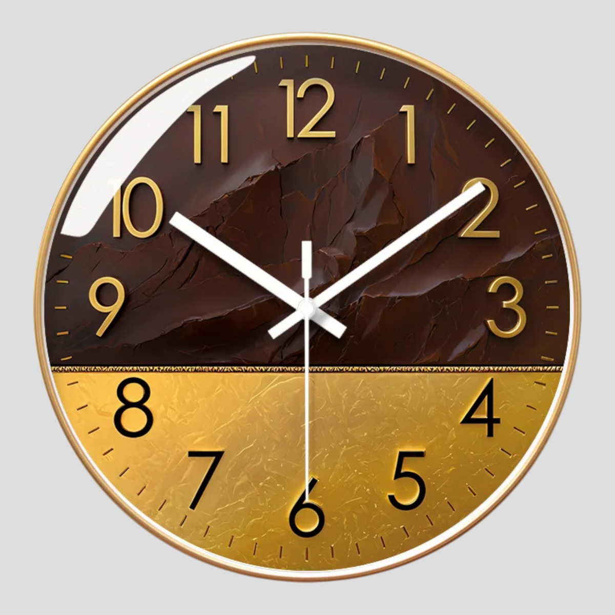 Horloges murales : Horloge Murale Silencieuse Design Moderne en Verre pour Salon/Cuisine dans Or B de Marche Lino