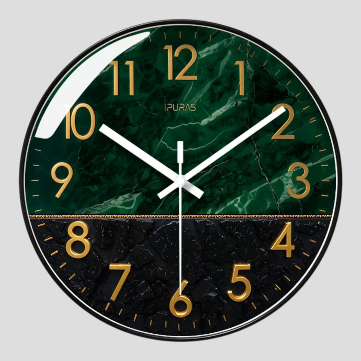 Horloges murales : Horloge Murale Silencieuse Design Moderne en Verre pour Salon/Cuisine dans Noir A de Marche Lino
