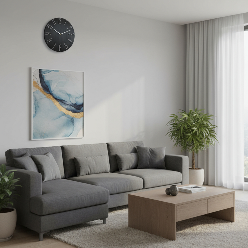 Horloge Murale Silencieuse Verre – Design Nordique, 30 Cm