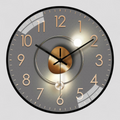 Montre Murale Ronde Moderne Métal – Cadran Gris et Détails Dorés, 20 Cm