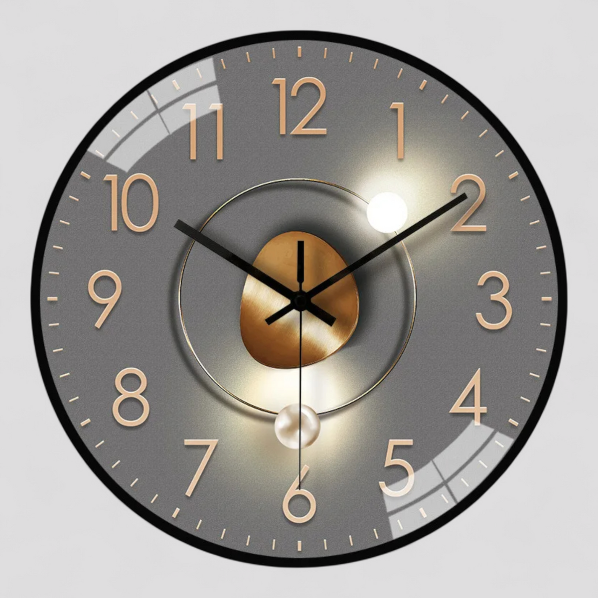 Horloges murales : Montre Murale Ronde Moderne Métal - Cadran Gris et Détails Dorés, 20 Cm dans Gris foncé 8 pouces de Marche Lino