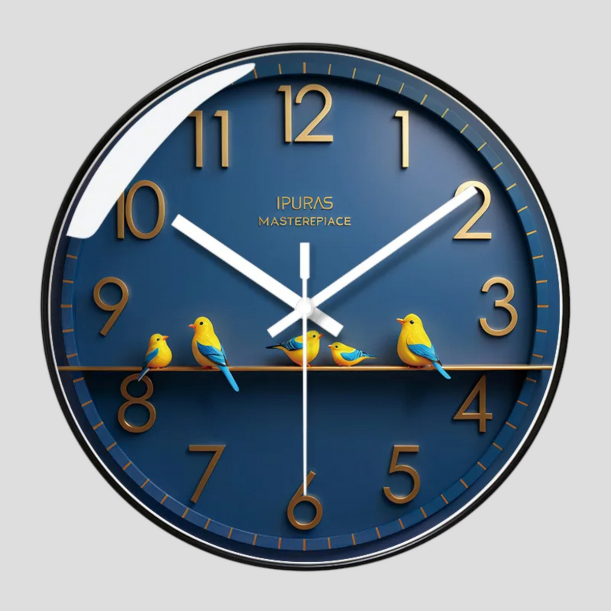 Horloges murales : Horloge Murale Silencieuse en Verre Design Moderne pour Salon/Cuisine dans Noir de Marche Lino