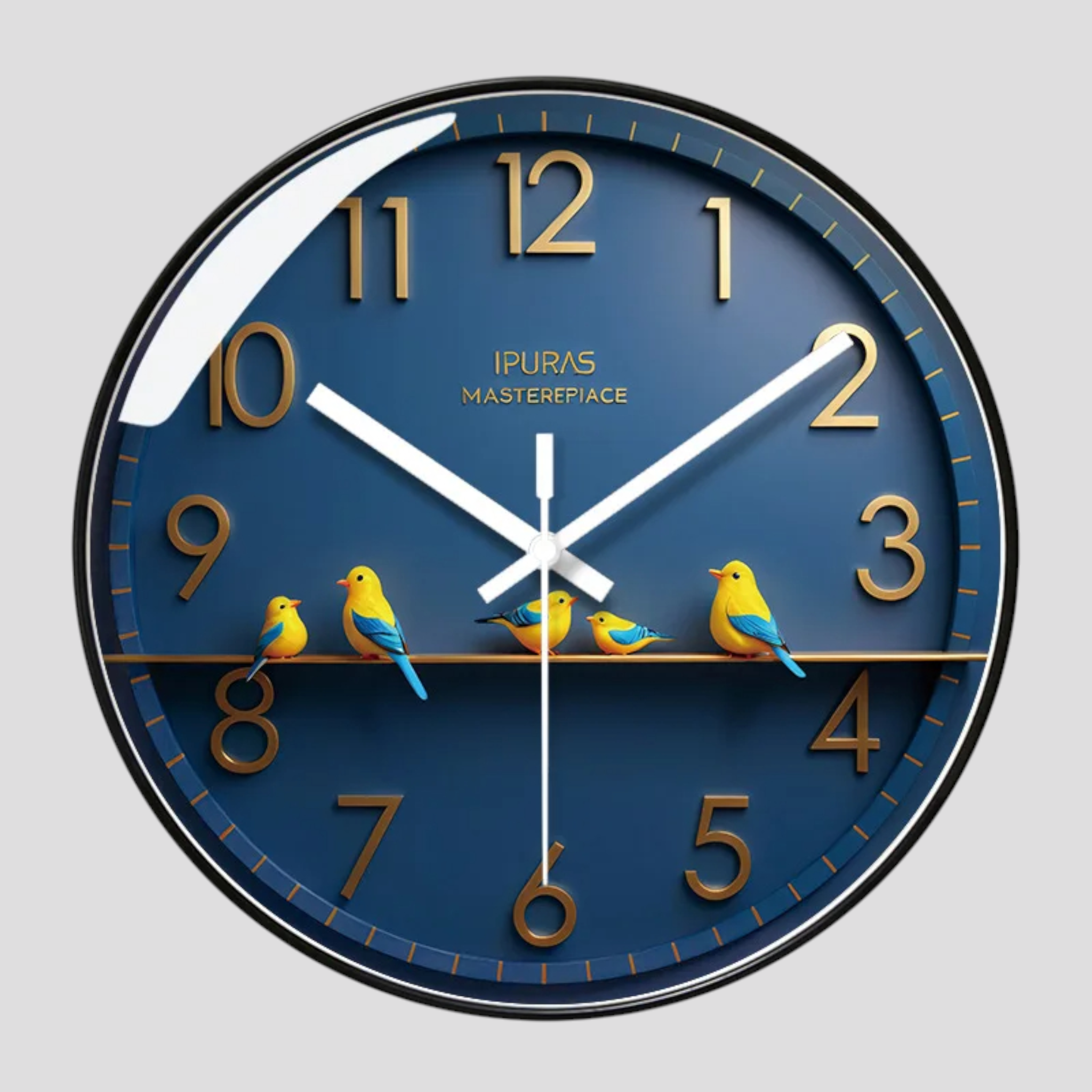 Horloges murales : Horloge Murale Silencieuse en Verre Design Moderne pour Salon/Cuisine dans Noir de Marche Lino