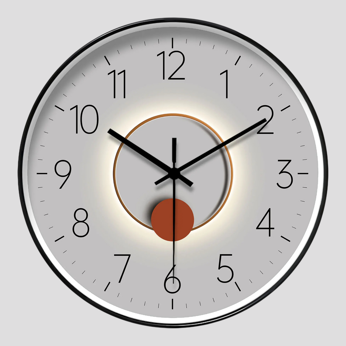 Horloges murales : Horloge Murale Ronde Silencieuse avec Balancier Verre dans Gris clair de Marche Lino
