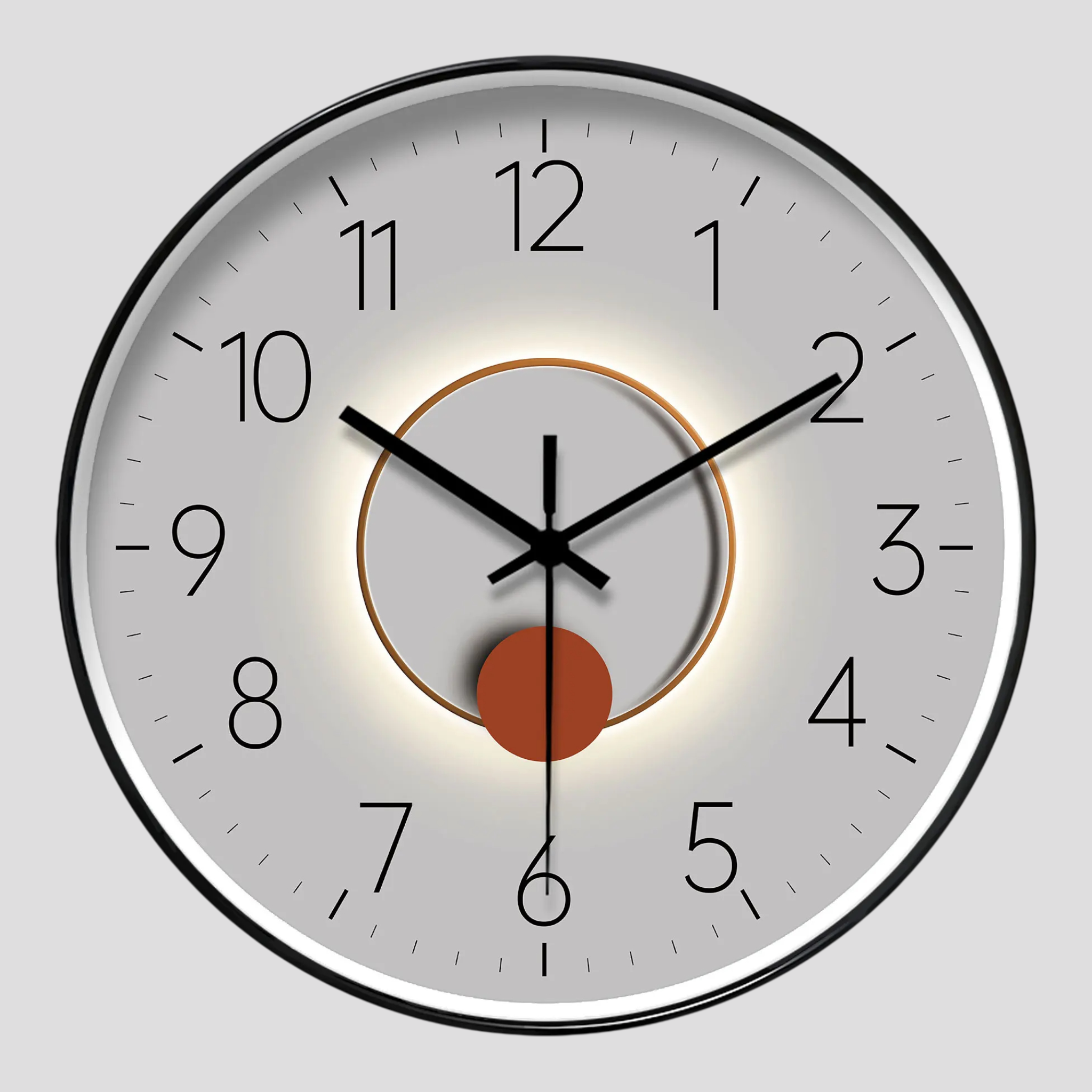 Horloges murales : Horloge Murale Ronde Silencieuse avec Balancier Verre dans Gris clair de Marche Lino