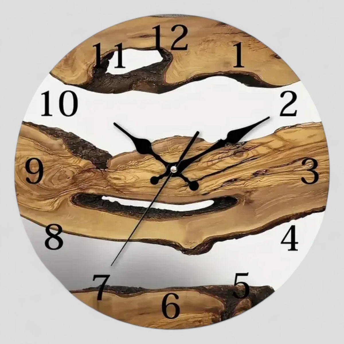 Horloges murales : Horloge Murale Design en Bois Naturel Accessoire De Bureau dans Ton bois naturel chaleureux chêne miel 12 pouces de Marche Lino