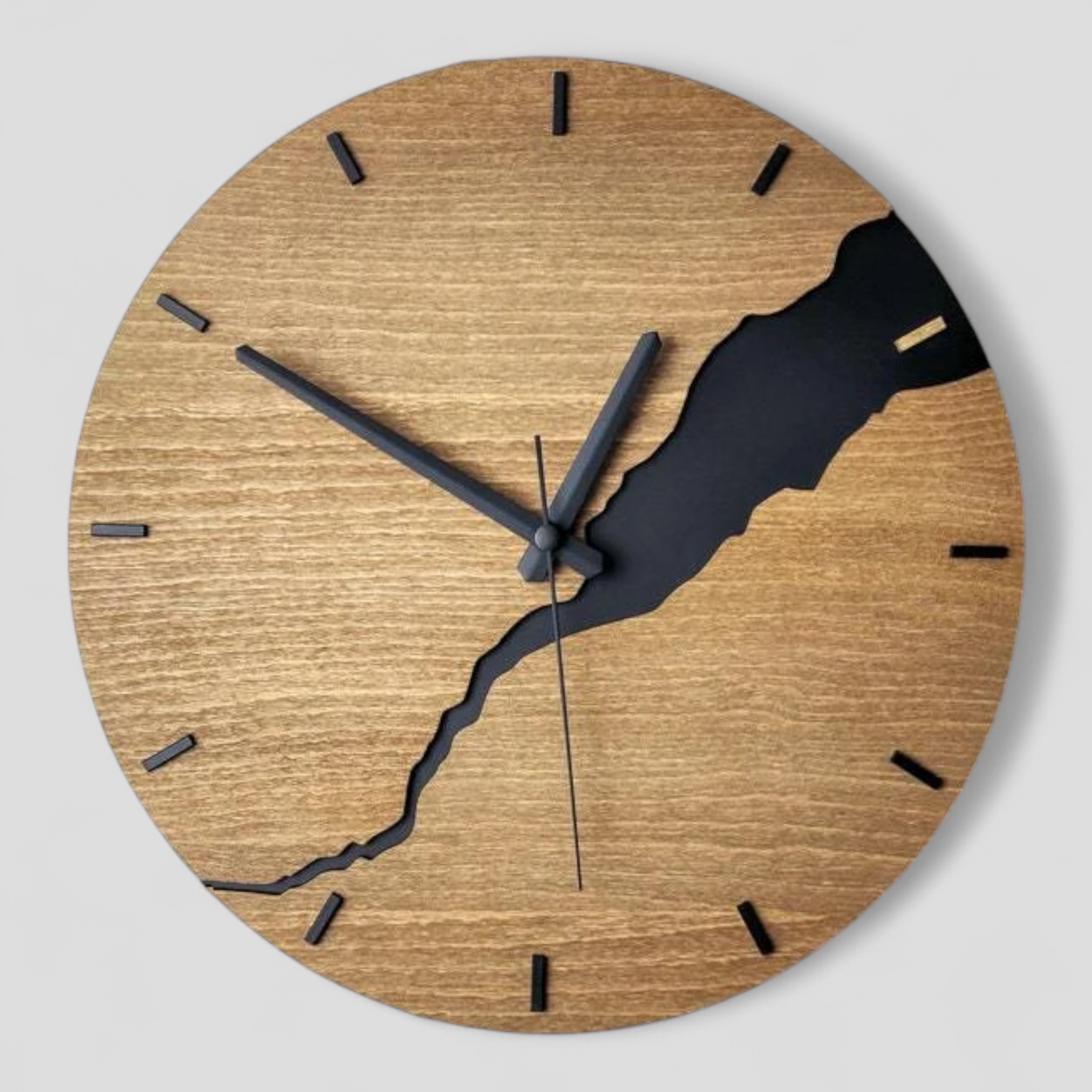 Horloges murales : Horloge Murale Design en Bois Silencieuse Grande Moderne pour Salon Cuisine dans Brun C 12 pouces de Marche Lino