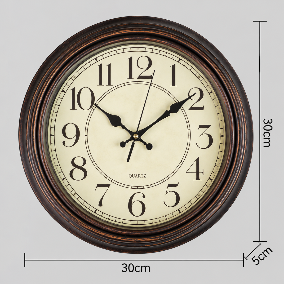wall clock : Horloge Murale Ronde Rétro 30cm - Quartz Silencieux | Décoration Moderne Salon dans de Marche Lino