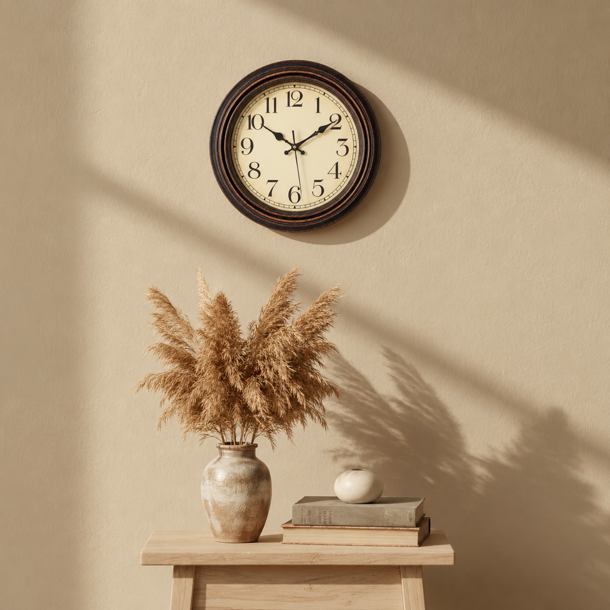 wall clock : Horloge Murale Ronde Rétro 30cm - Quartz Silencieux | Décoration Moderne Salon dans de Marche Lino