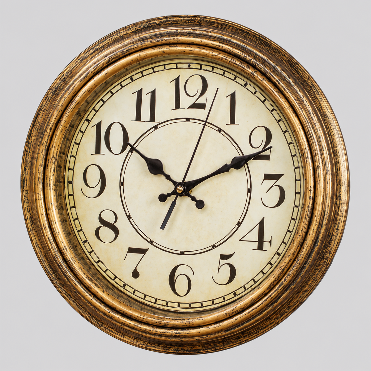 Horloges murales : Horloge Murale Ronde Rétro 30cm - Quartz Silencieux | Décoration Moderne Salon dans Or Rétro de Marche Lino