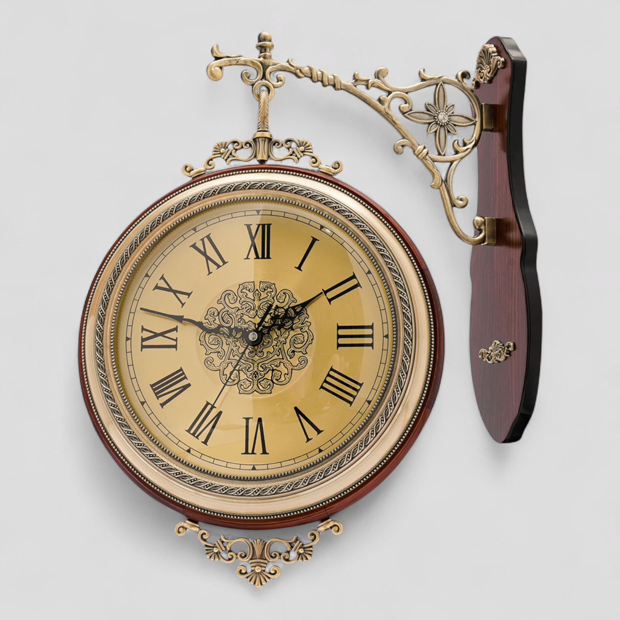 Horloges murales : Horloge Murale à Double Face Bois Accessoires De Maison dans de Marche Lino