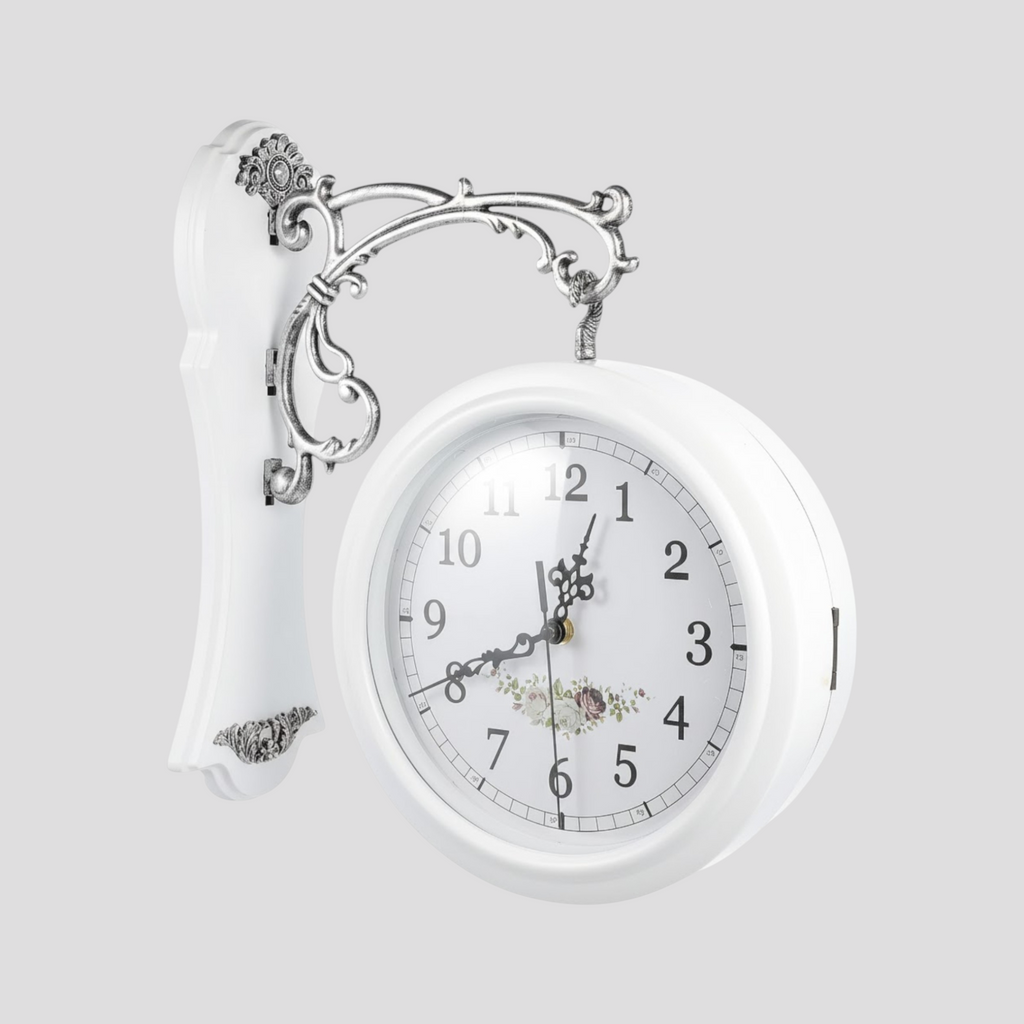 Horloge Murale Double Face Style Vintage Verre