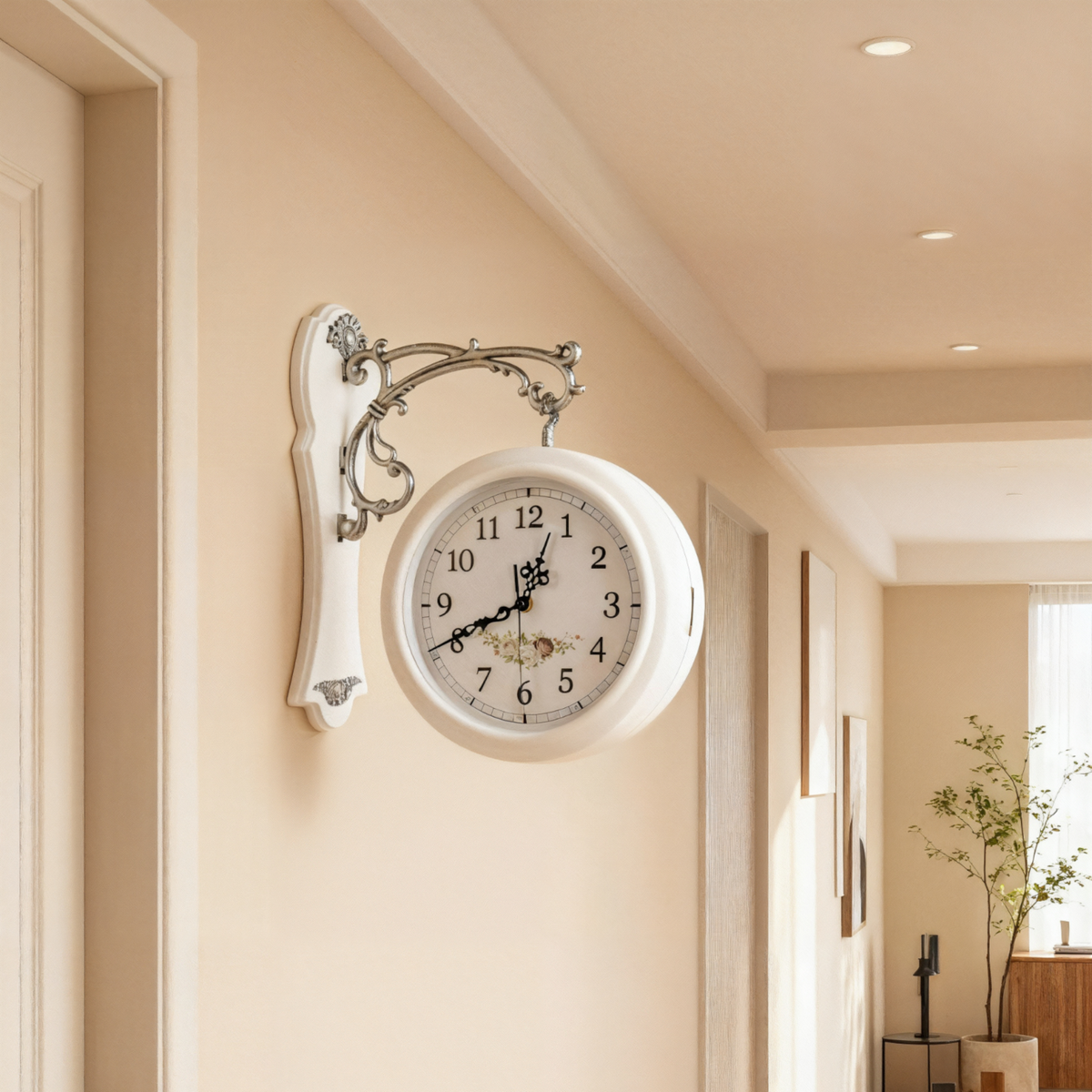 Horloges murales : Horloge Murale Vintage Double Face en Métal et Verre, Style Gare Ancienne dans de Marche Lino