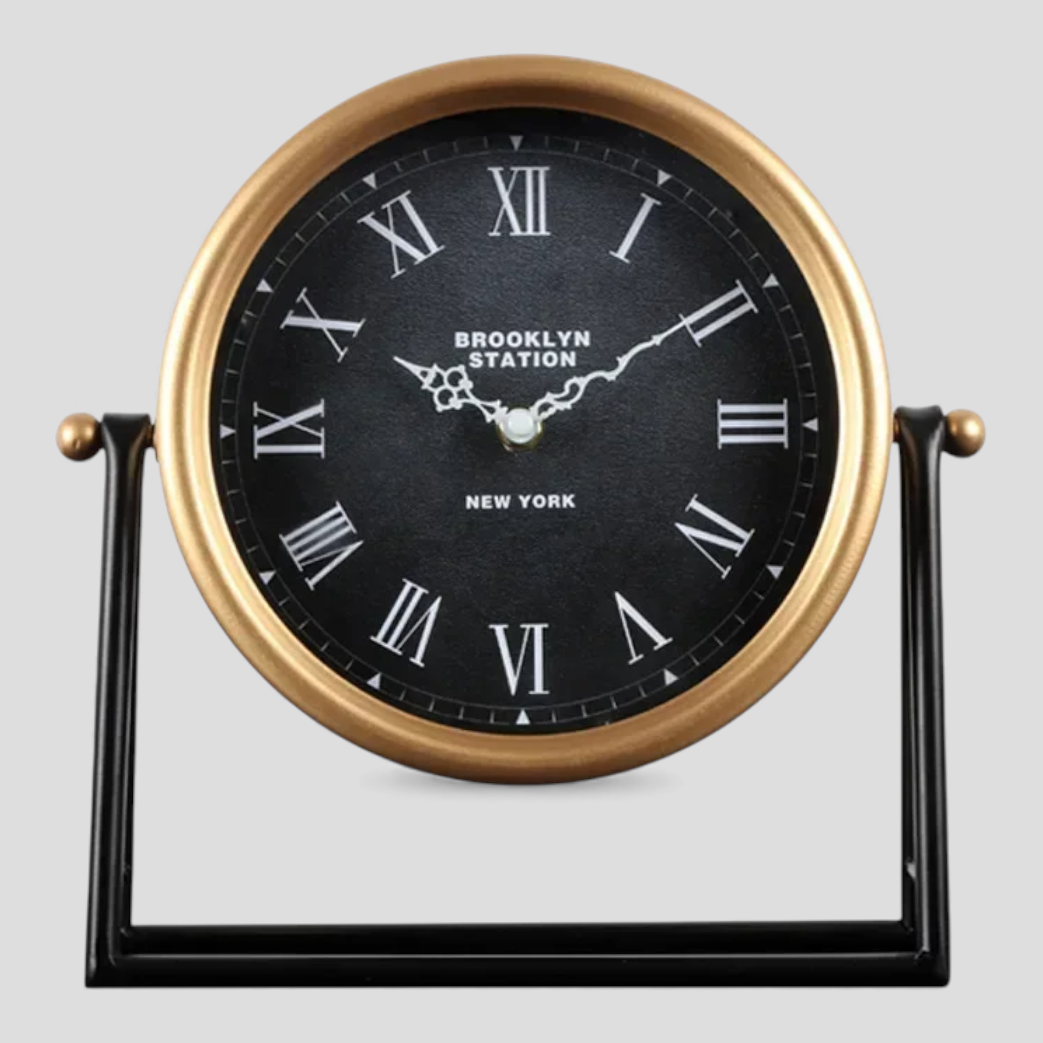 Horloges de bureau : Horloge de Bureau Vintage Dorée en Verre et Métal - Style Rétro Élégant dans de Marche Lino