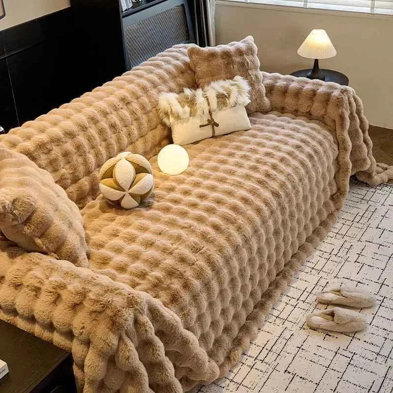 Housse de Canapé en Peluche Épaisse Antidérapante – Universelle et Lavable