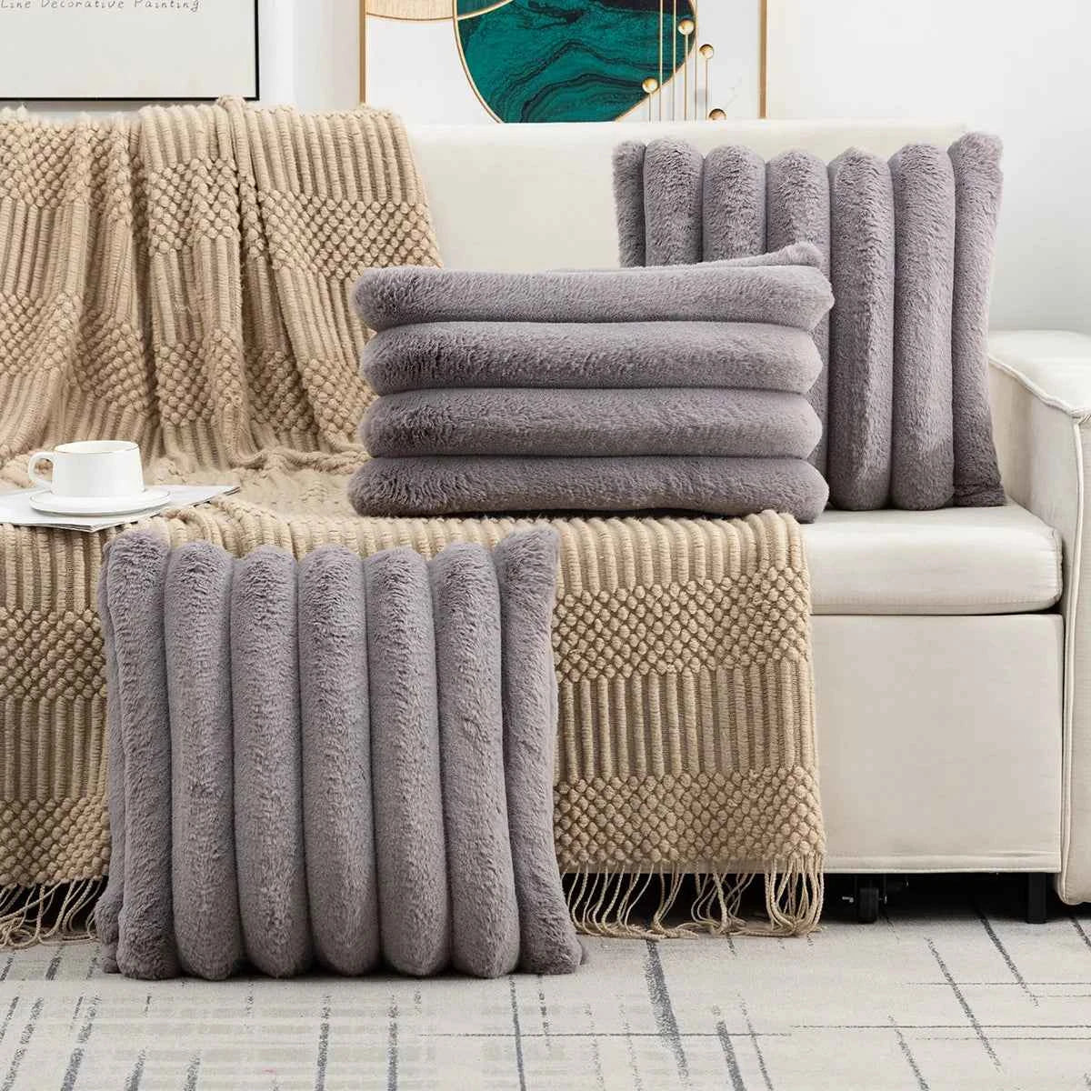 Housses de coussin : Housse de Coussin en Velours Accessoire Décoratif dans Gris foncé de Marche Lino