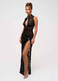 Robe Longue en Dentelle Sombre