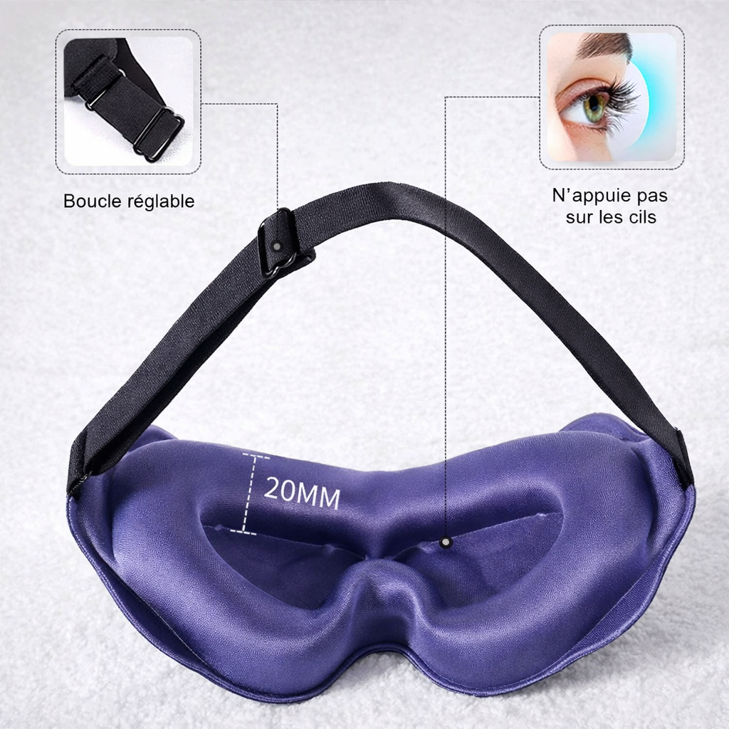 Masques de sommeil : Masque de Sommeil 3D Ajustable - Confort Anti-Lumière pour Homme & Femme dans de Marche Lino