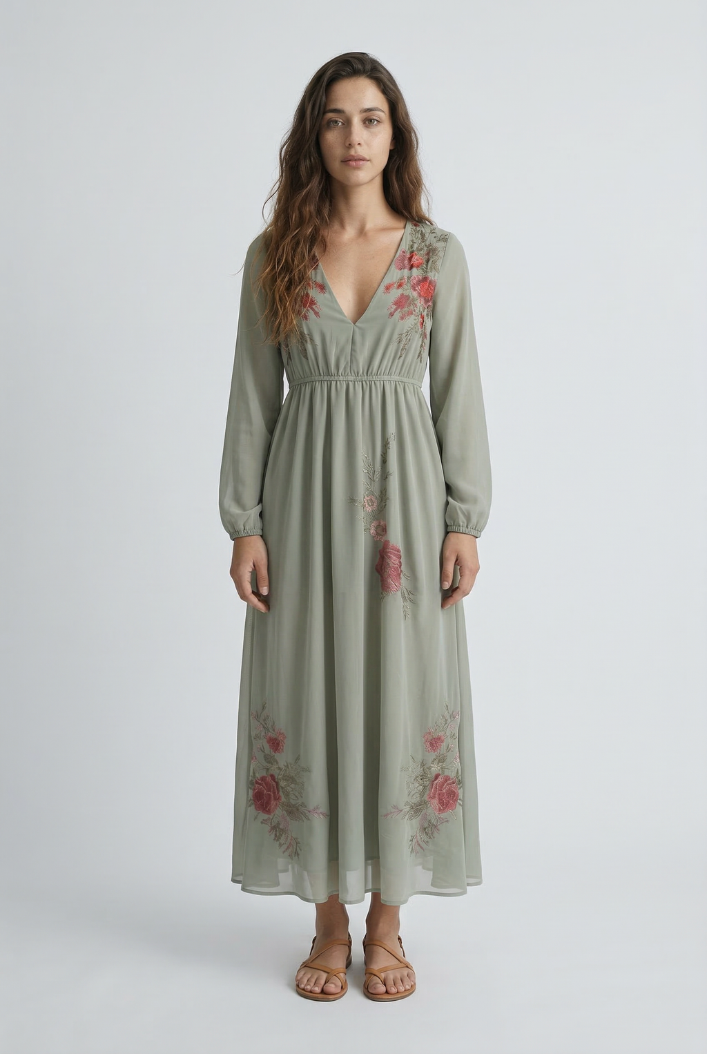 Robe longue femme imprimée florale en lin, élégante pour l'été et la plage.