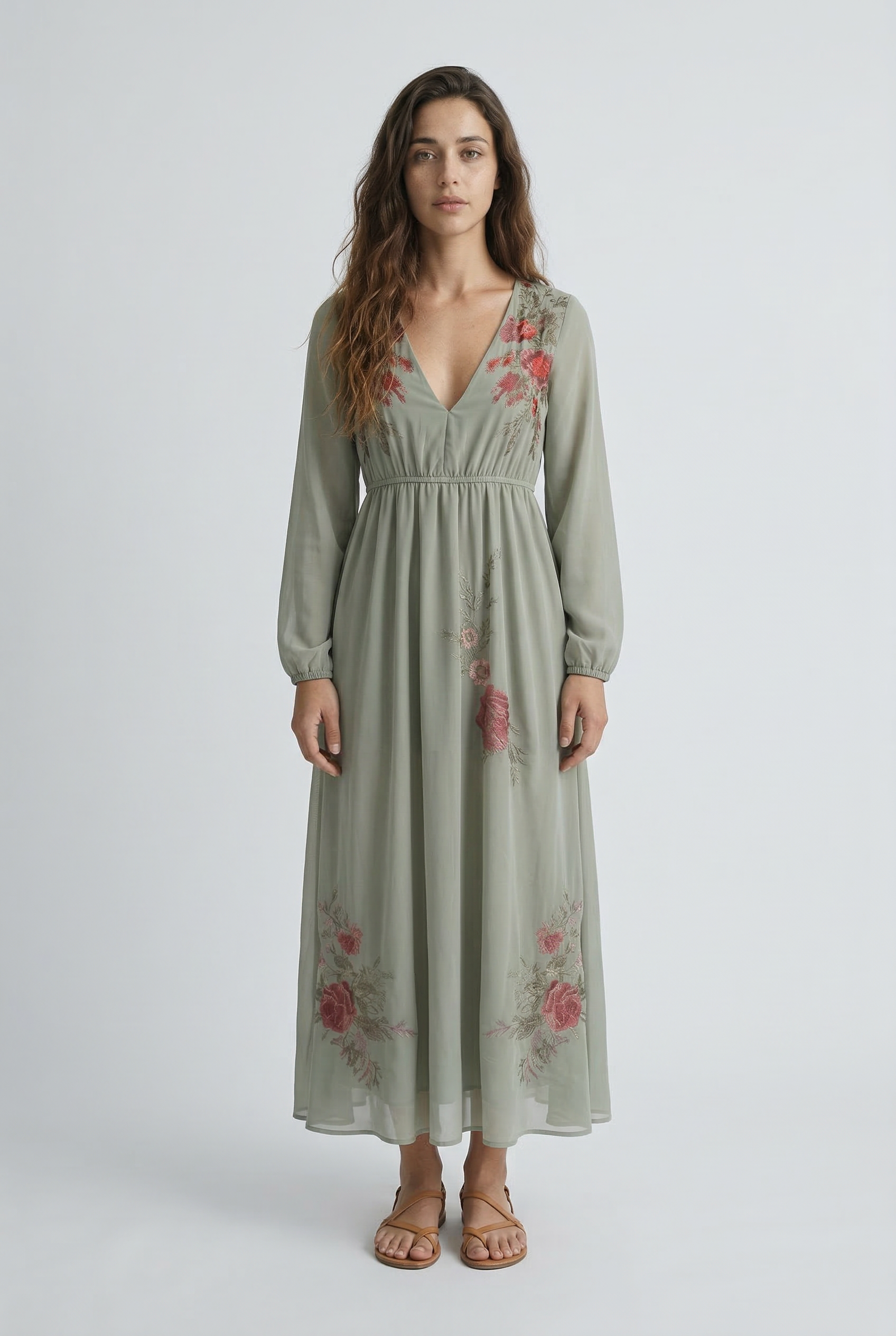 Robe longue femme imprimée florale en lin, élégante pour l'été et la plage.