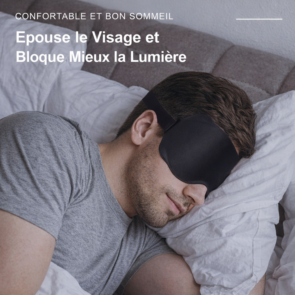 Masques de sommeil : Masque de Sommeil 3D Ajustable - Confort Anti-Lumière pour Homme & Femme dans de Marche Lino