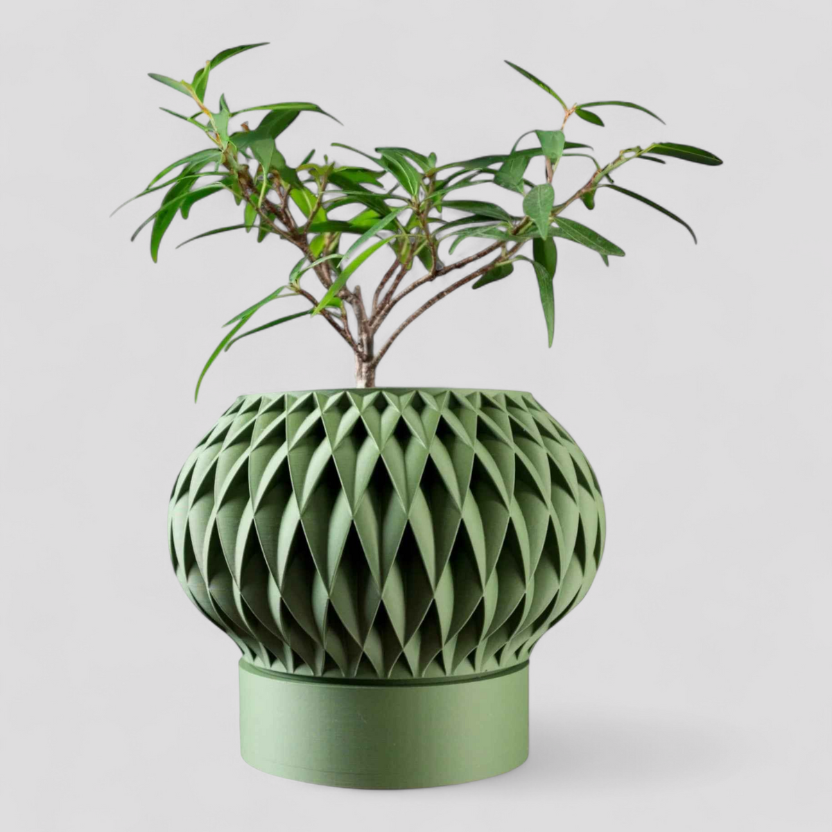 Pots de fleurs : Jardinière au Design 3D Contemporain Pots de fleurs dans Vert Foncé Mat de Marche Lino