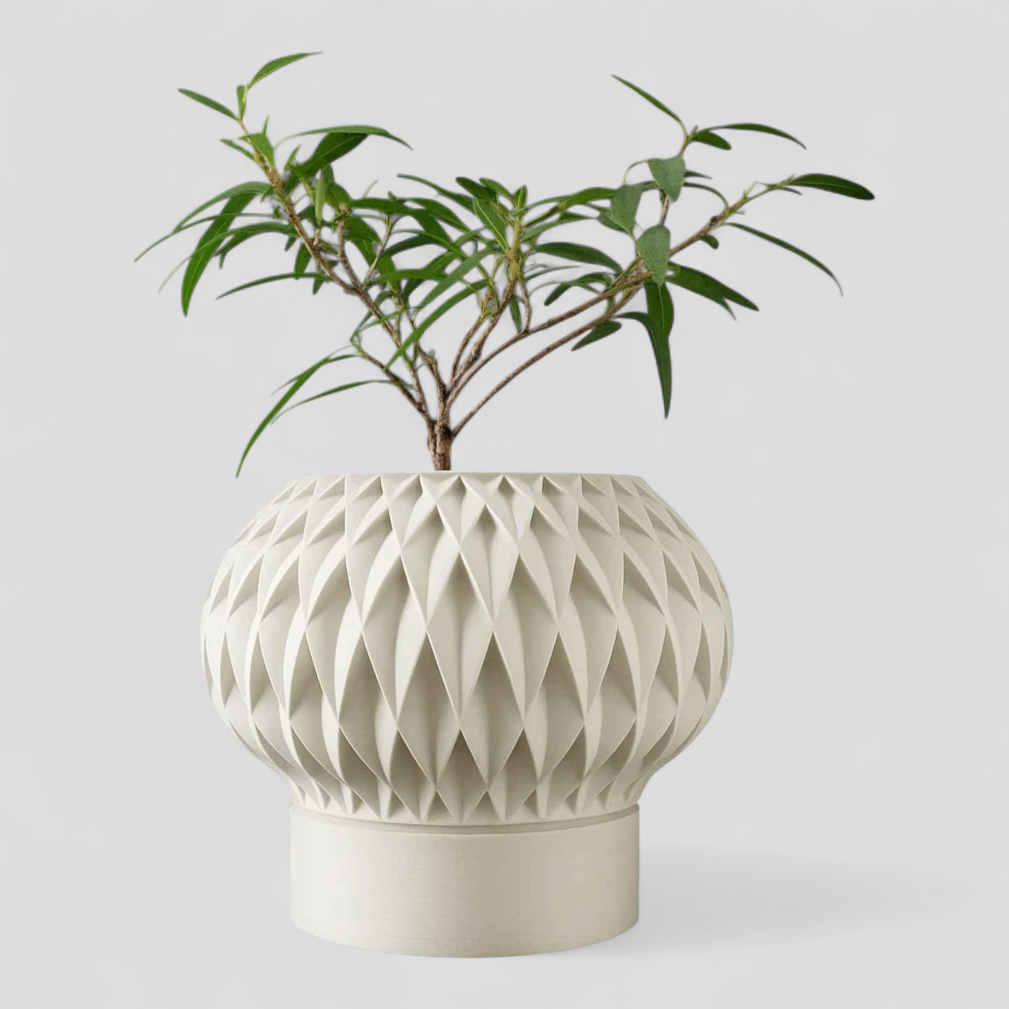 Pots de fleurs : Jardinière au Design 3D Contemporain Pots de fleurs dans Blanc Coton Mat de Marche Lino