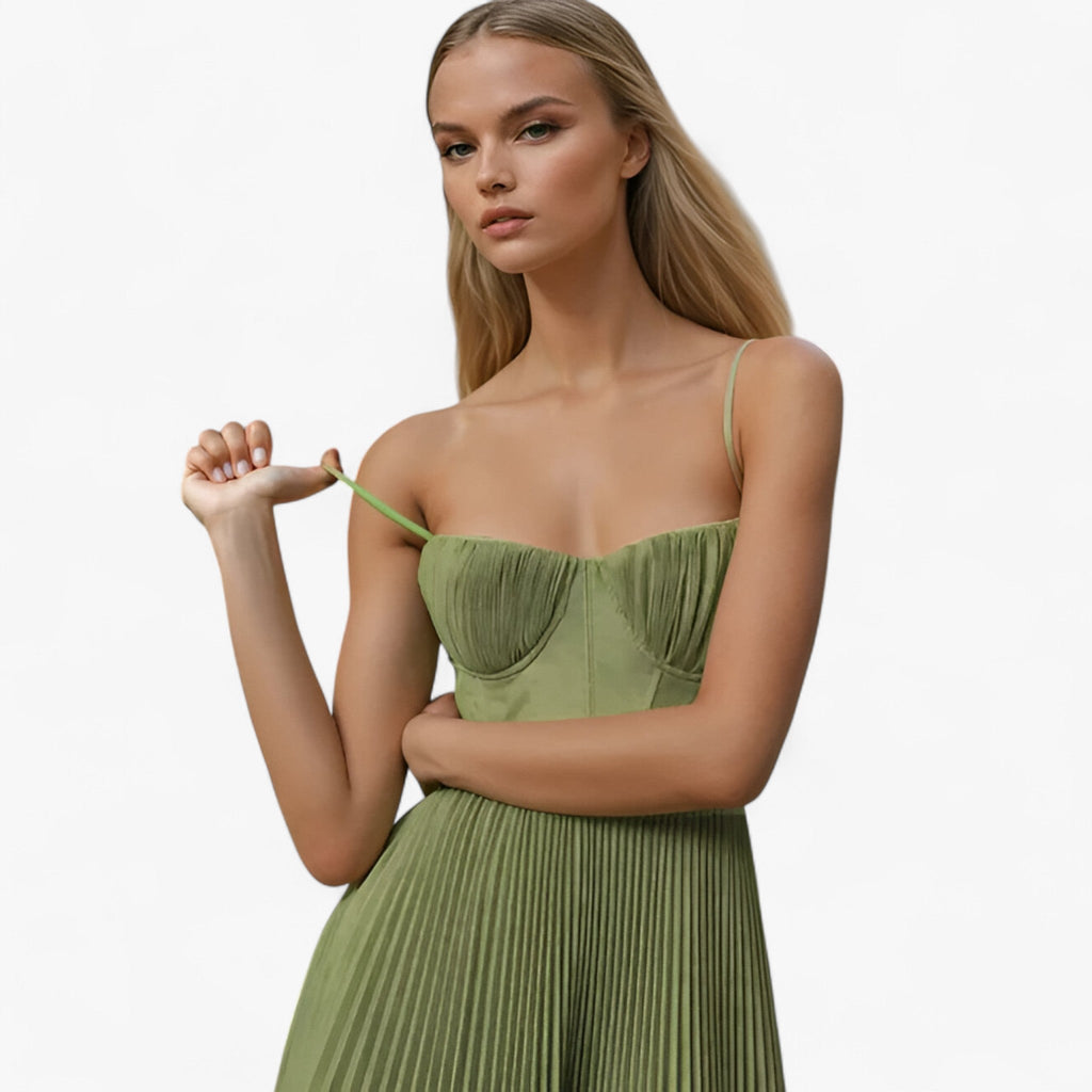 Robe longue plissée pour femme