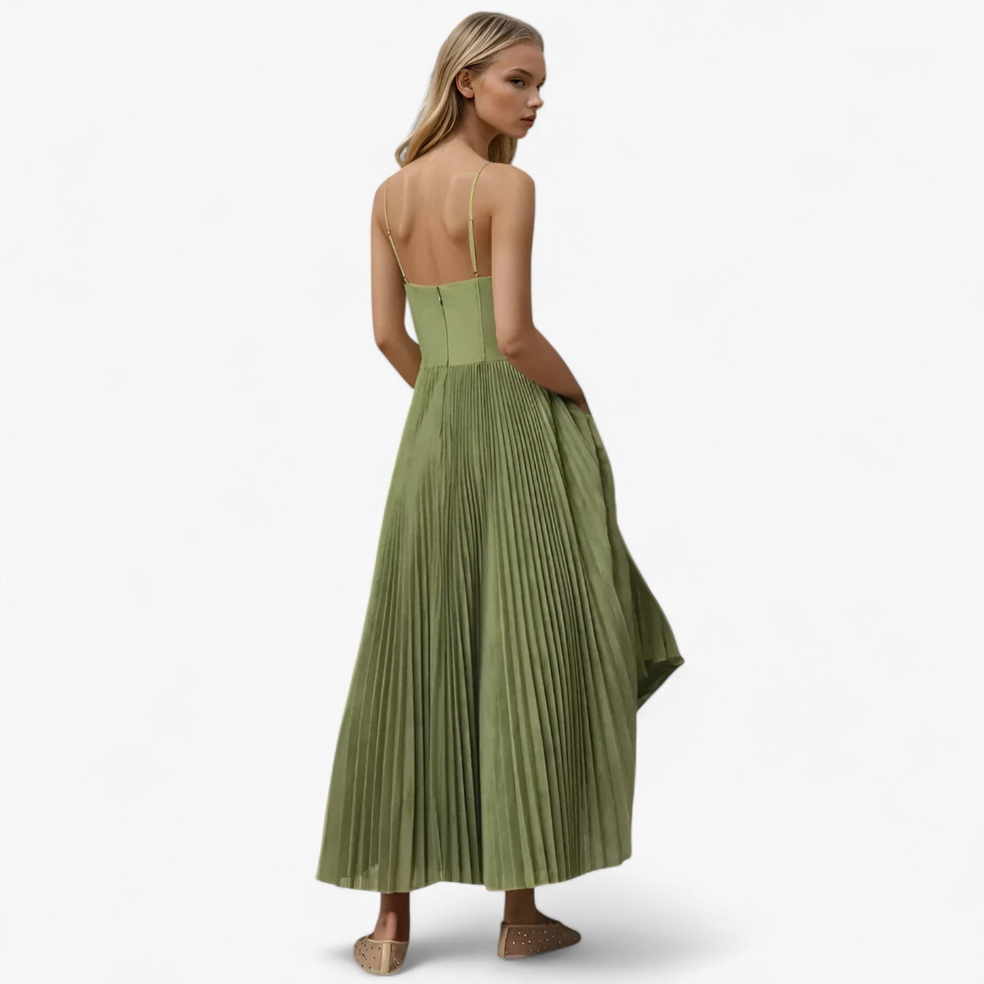 Robe longue plissée pour femme