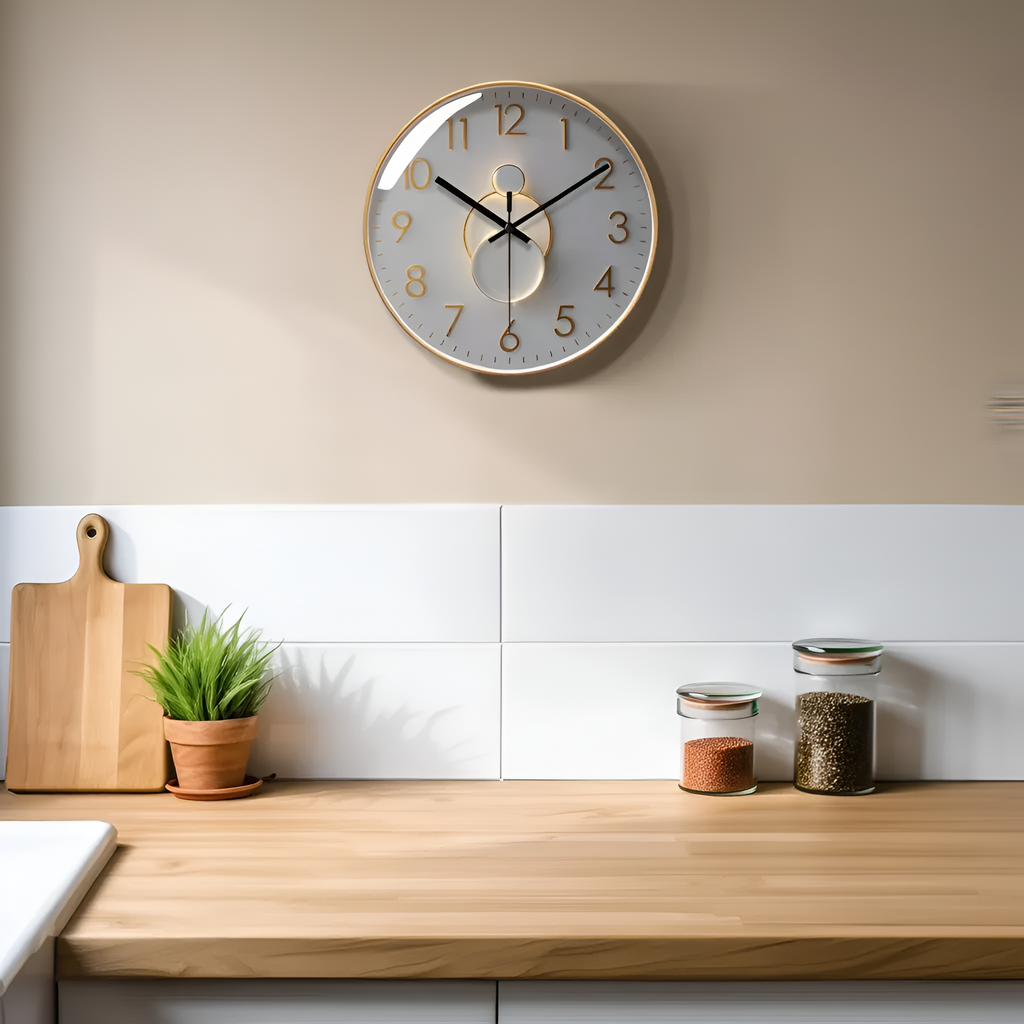 Horloge Murale Moderne Silencieuse Métal – 12 Pouces