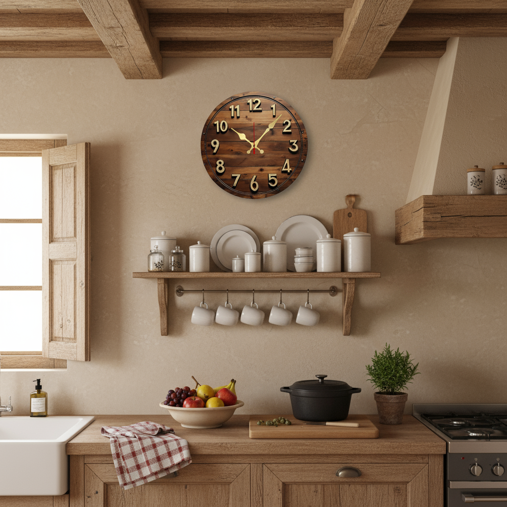 Watch Murale Ronde en Bois Horloges murales Accessoires De Maison