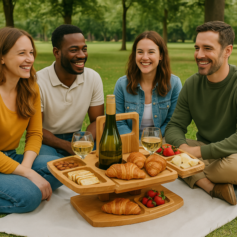 Outdoor Table : Table de Pique-Nique Pliable Compacte en Bois dans de Marche Lino