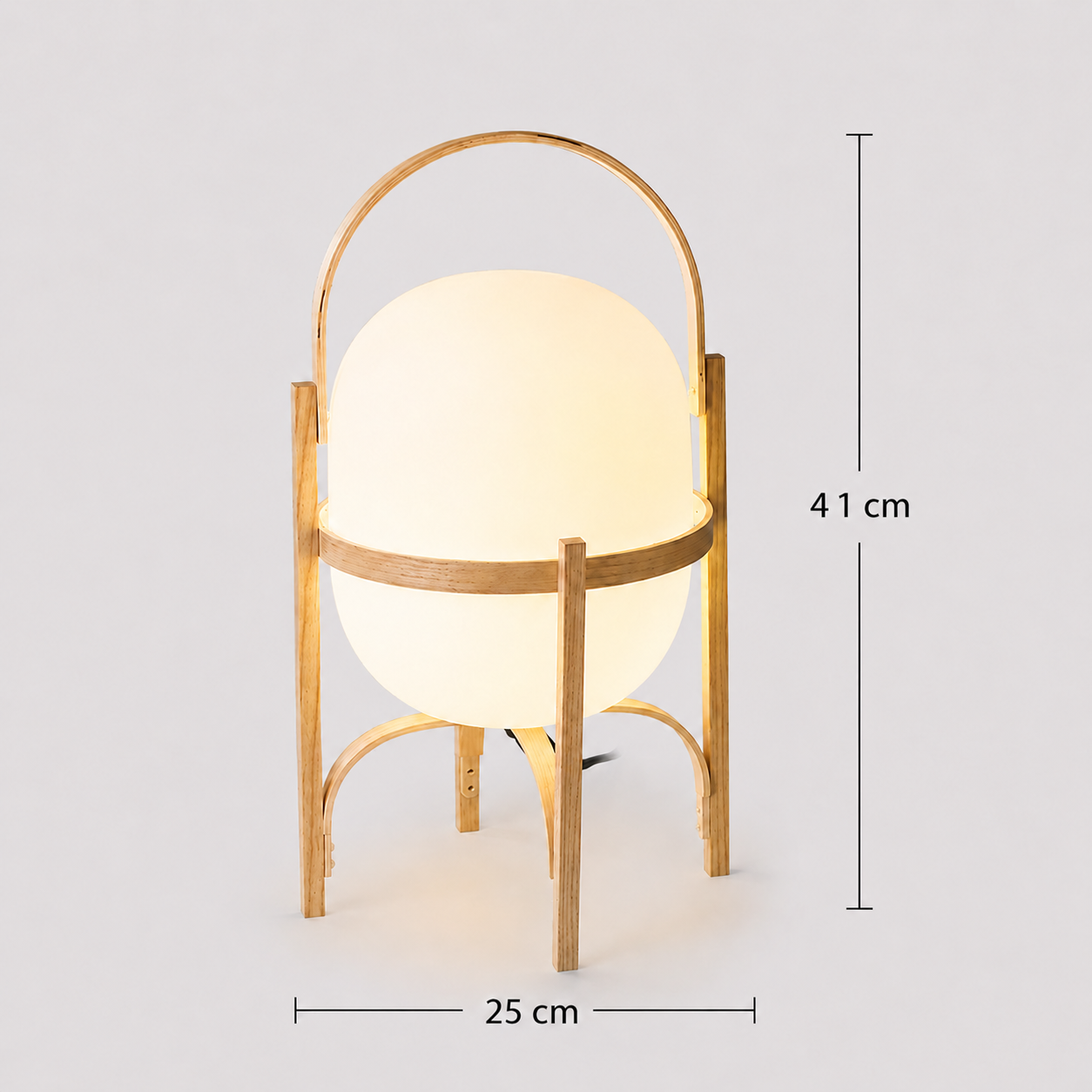 Lampe de Table LED Minimaliste Bois Verre Givré
