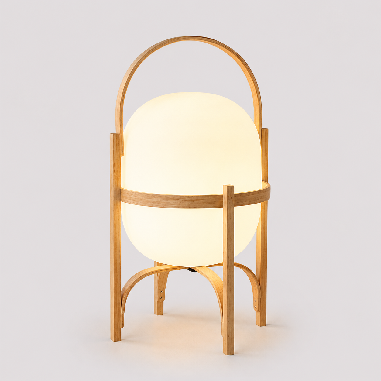 Lampes : Lampe de Table LED Minimaliste Bois Verre Givré dans de Marche Lino
