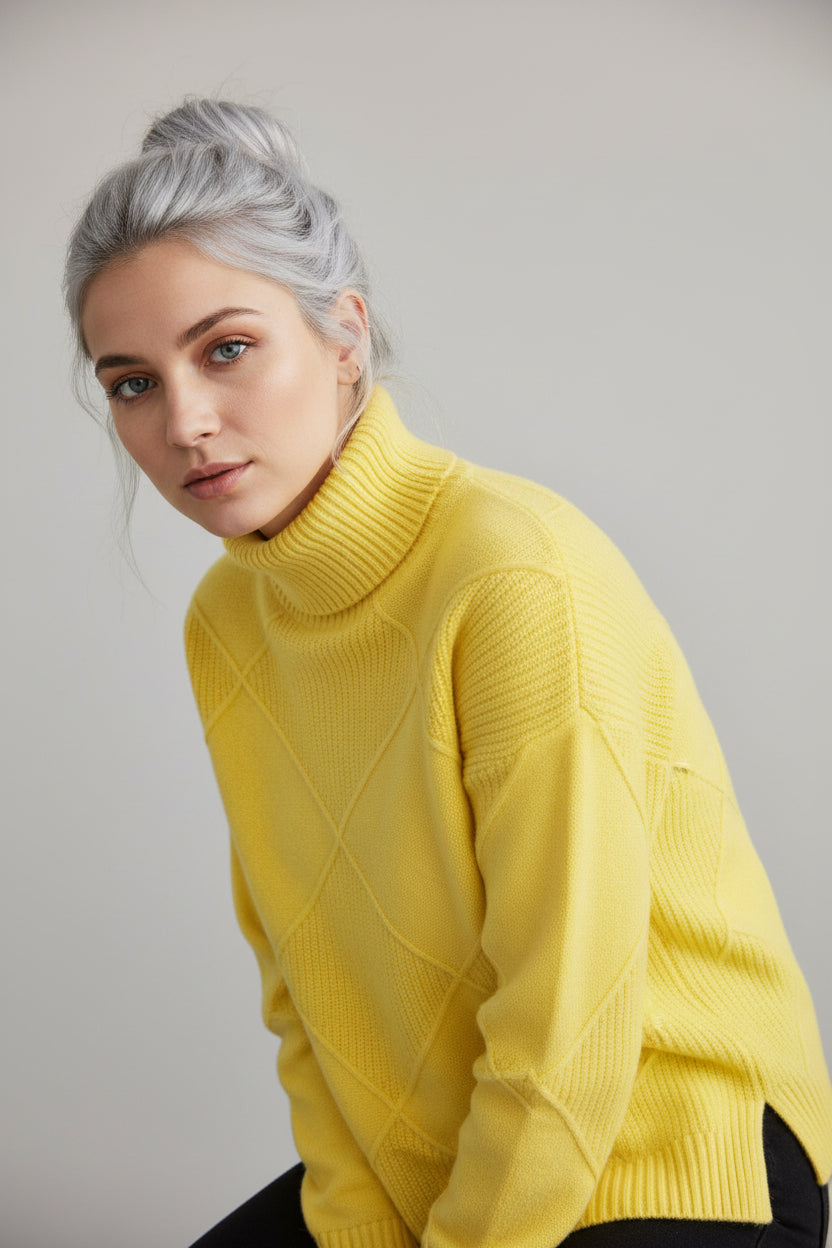 Pulls pour femmes : Pull Femme Col Roulé Confortable Garde-Robe Féminine dans de Marche Lino