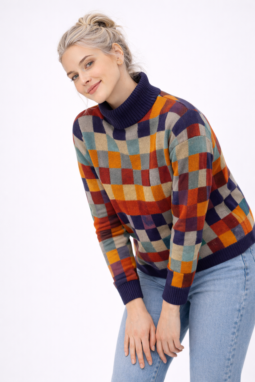 Pull Femme Col Roulé Léger Cachemire Doux Mode Décontractée